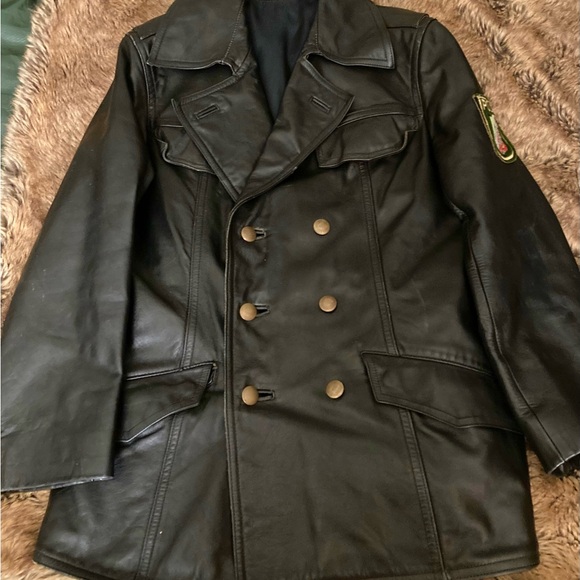 Vintage German Police Jacket Polizei Leather Jacket Motorcycle Jacket S/M. - Picture 2 of 7